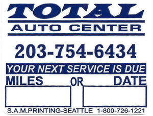 total auto lube oil filter service reminder vehicle window sticker