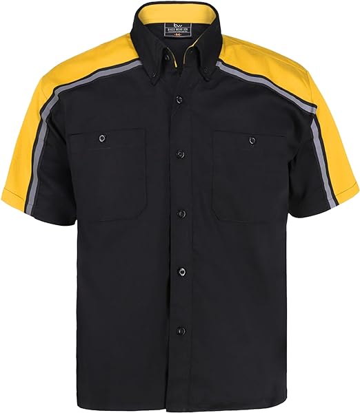 black and yellow mechanic work shirts WSM-BKYE