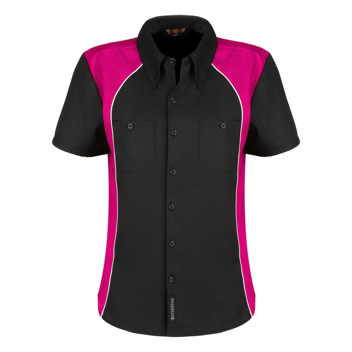 women’s mechanic work shirt in black and fuchsia mws-w-bkfu