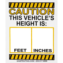 Height Check Sticker Hd Generic Vehicle Height Window Stickers $24 for 50 Decals – SAMprinting