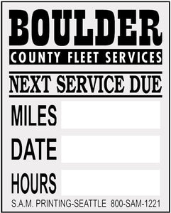 county fleet lube oil filter service reminder vehicle window sticker
