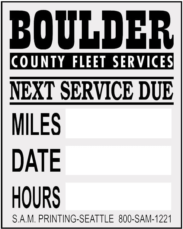 county fleet lube oil filter service reminder vehicle window sticker