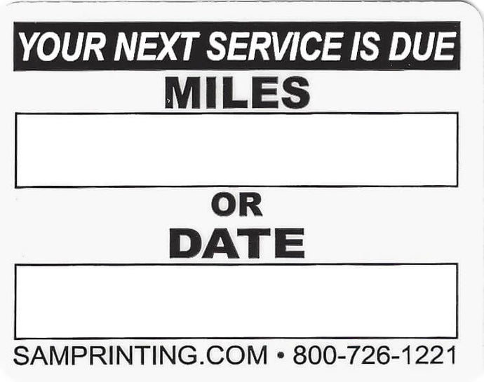 miles date lube oil filter service reminder vehicle window sticker