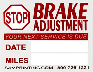 vehicle break service reminder window sticker