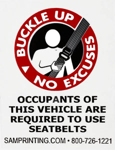 buckle-up seat belts safety reminder vehicle window sticker