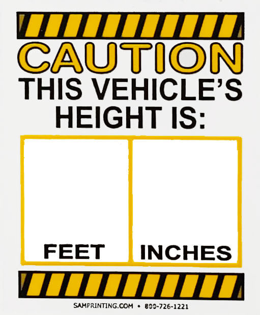 vehicle height safety check service reminder window stickers