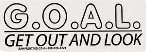 get out and look G.O.A.L. safety reminder vehicle window sticker