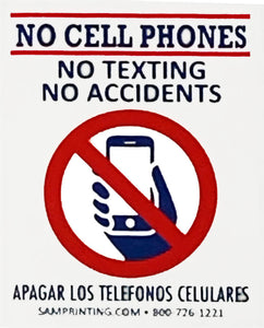 no cell phones no texting safety reminder vehicle window sticker