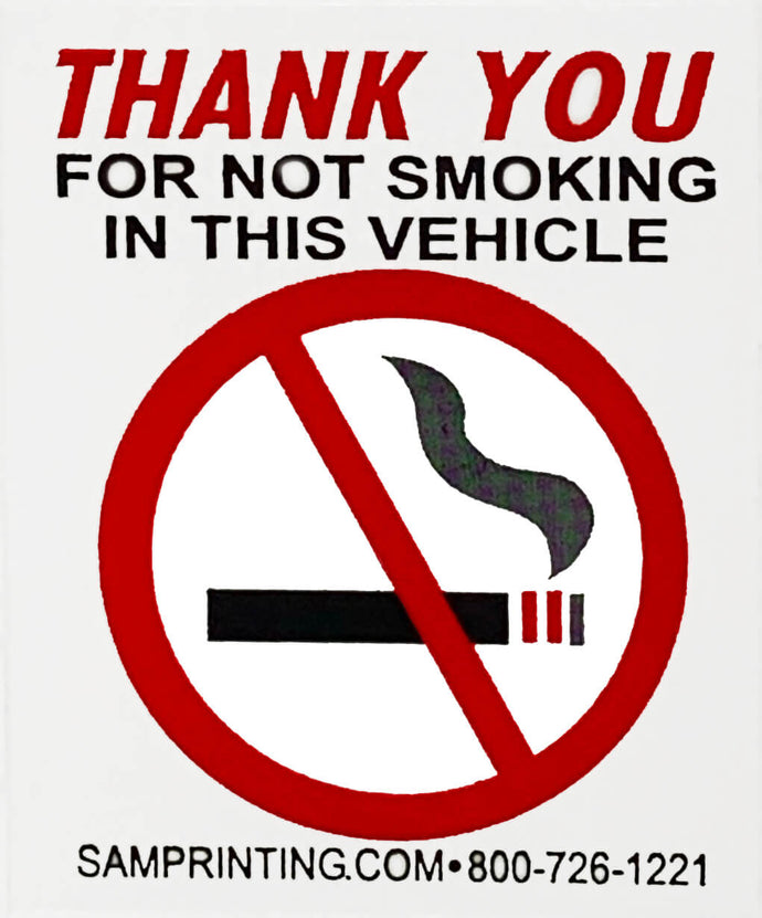 no smoking safety reminder vehicle window sticker