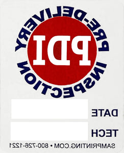 generic pre-delivery inspection service reminder vehicle window sticker