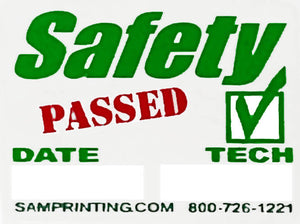 generic safety check vehicle service reminder window stickers