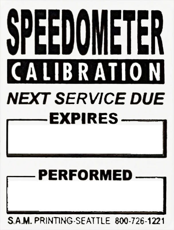 generic speedometer calibration safety check vehicle service reminder window stickers