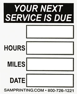 miles date hours lube oil filter service reminder vehicle window sticker